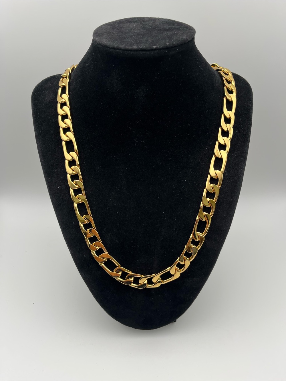 24”, Gold over Stainless Steel Figaro Chain Necklace